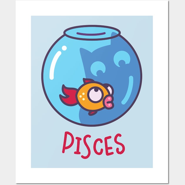 Funny Pisces Cat Horoscope Tshirt - Astrology and Zodiac Gift Ideas! Wall Art by BansheeApps